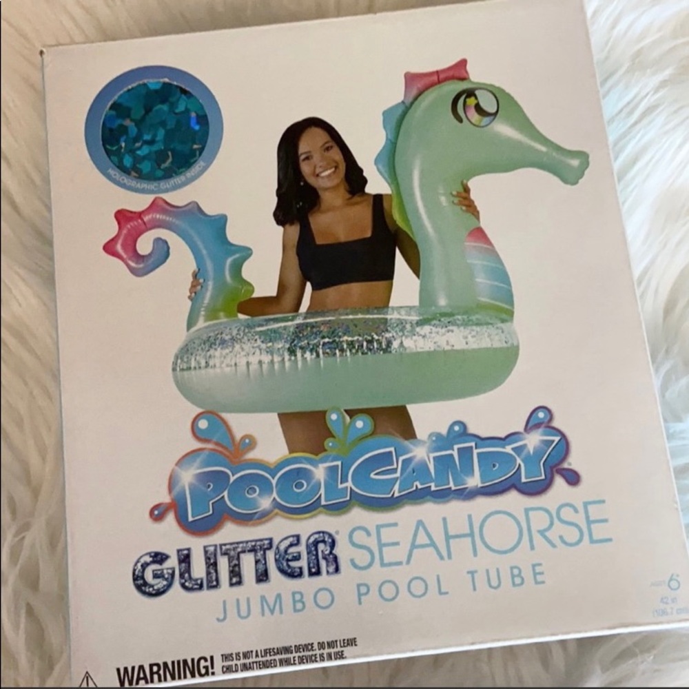 Jumbo Glitter Seahorse Pool Float - NEW